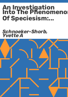 An_investigation_into_the_phenomenon_of_speciesism