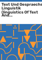 Text_und_gespraechs_linguistik__linguistics_of_text_and_conversation_
